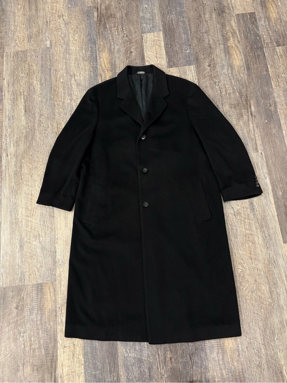 John W Nordstrom Signature Loro Piana 100% Cashmere Black Overcoat Coat